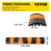 Vevor 316415 Захист кабелю 185 x 31 x 5,5 см, двоканальний захист кабелю, модульна конструкція завдовжки 183 см, підлоговий захист