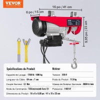 Vevor 313964 Електрична кабельна лебідка від 400 кг до 800 кг висота підйому 12 м кабельна лебідка моторна лебідка 1450 Вт мідний Vevor 313964 Електрична кабельна лебідка від 400 кг до 800 кг висота підйому 12 м кабельна лебідка моторна лебідка 1450 Вт мідний