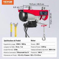 Vevor 313965 Електрична кабельна лебідка від 500 кг до 1000 кг висота підйому 12 м кабельна лебідка моторна лебідка 1600 Вт мідний Vevor 313965 Електрична кабельна лебідка від 500 кг до 1000 кг висота підйому 12 м кабельна лебідка моторна лебідка 1600 Вт мідний