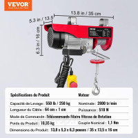 Vevor 313970 Електрична кабельна лебідка від 125кг до 250кг висота підйому 12м кабельна лебідка моторна лебідка 510Вт мідний Vevor 313970 Електрична кабельна лебідка від 125кг до 250кг висота підйому 12м кабельна лебідка моторна лебідка 510Вт мідний
