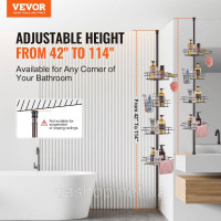 Vevor 315473 Натягування для кутової душової полиці 1067-2896 мм заввишки, багатофункціональний затискаючий стрижень для душу з Vevor 315473 Натягування для кутової душової полиці 1067-2896 мм заввишки, багатофункціональний затискаючий стрижень для душу з