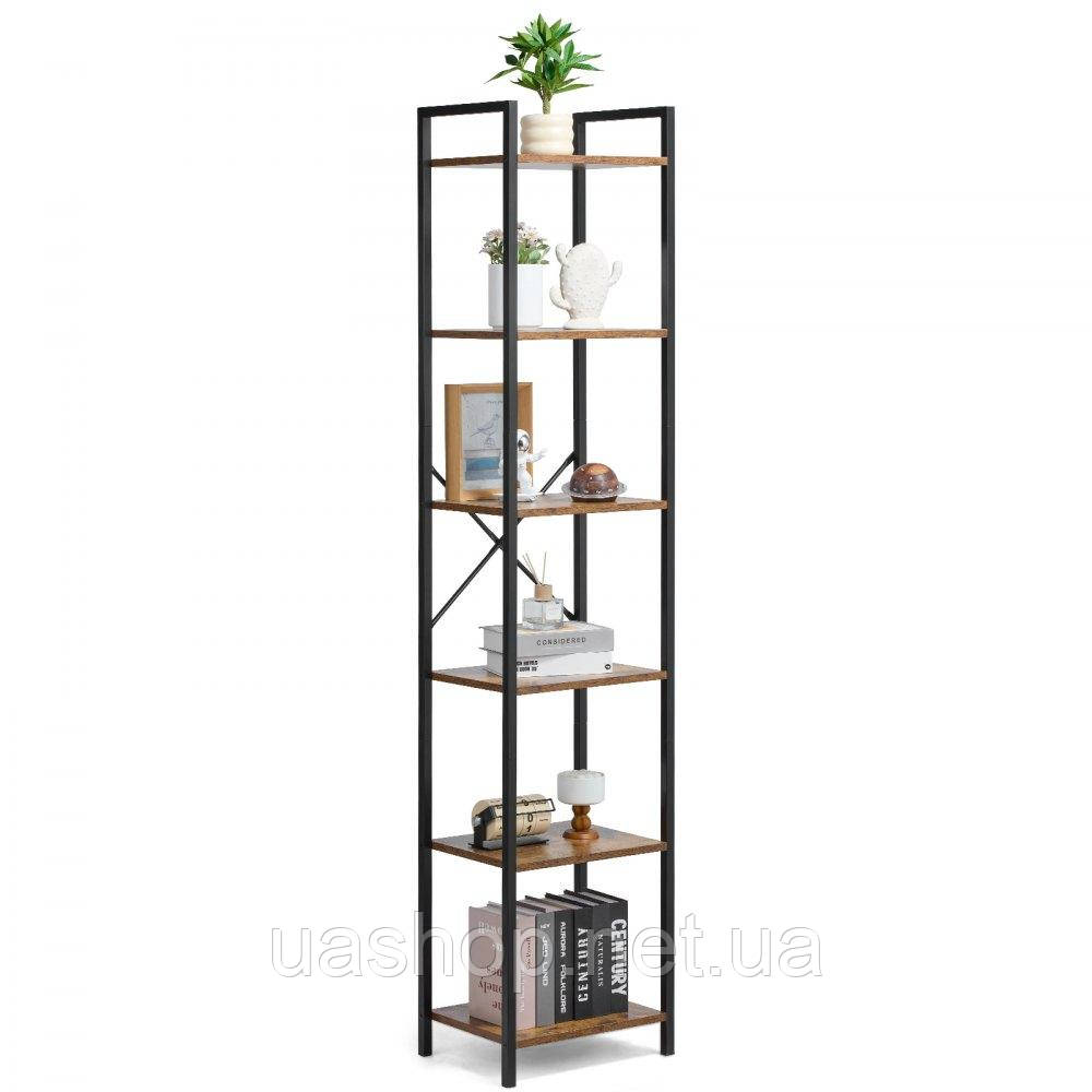 Vevor 314801 Rustic Bookcase Standregal Storage Retail Metal 6 Шари 30x40x187см
