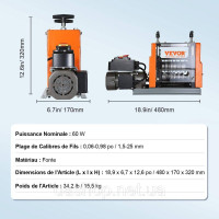 Vevor 316443 Електрична машина для зачистки кабелів φ1,5-25мм Cable Stripper 60W 7 каналів для зачистки Лезо з пружинної сталі