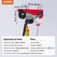Vevor 313986 Електрична кабельна лебідка від 500кг до 1000кг висота підйому 12м кабельна лебідка моторна лебідка 1600Вт мідний Vevor 313986 Електрична кабельна лебідка від 500кг до 1000кг висота підйому 12м кабельна лебідка моторна лебідка 1600Вт мідний