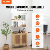 Vevor 314810 Книжкова шафа з ротанга з 2 дверцятами, окремостояча відкрита книжкова полиця, полиця для зберігання, полиця для Vevor 314810 Книжкова шафа з ротанга з 2 дверцятами, окремостояча відкрита книжкова полиця, полиця для зберігання, полиця для