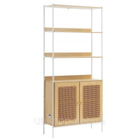 Vevor 314810 Книжкова шафа з ротанга з 2 дверцятами, окремостояча відкрита книжкова полиця, полиця для зберігання, полиця для Vevor 314810 Книжкова шафа з ротанга з 2 дверцятами, окремостояча відкрита книжкова полиця, полиця для зберігання, полиця для