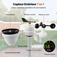 Vevor 316451 Професійна WiFi метеостанція 7 в 1, сонячна метеостанція, дисплей 190,5 мм (7,5 дюйма), дальність передачі 150 м, Vevor 316451 Професійна WiFi метеостанція 7 в 1, сонячна метеостанція, дисплей 190,5 мм (7,5 дюйма), дальність передачі 150 м,