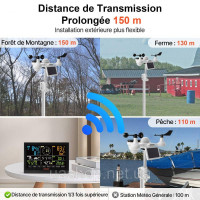 Vevor 316451 Професійна WiFi метеостанція 7 в 1, сонячна метеостанція, дисплей 190,5 мм (7,5 дюйма), дальність передачі 150 м, Vevor 316451 Професійна WiFi метеостанція 7 в 1, сонячна метеостанція, дисплей 190,5 мм (7,5 дюйма), дальність передачі 150 м,