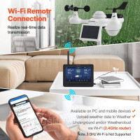 Vevor 316453 Метеостанція 7-в-1 Wi-Fi 186 мм (7 дюймів) TFT-дисплей Бездротовий зовнішній датчик IPX6 Vevor 316453 Метеостанція 7-в-1 Wi-Fi 186 мм (7 дюймів) TFT-дисплей Бездротовий зовнішній датчик IPX6