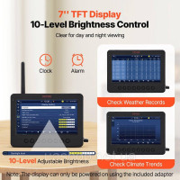 Vevor 316453 Метеостанція 7-в-1 Wi-Fi 186 мм (7 дюймів) TFT-дисплей Бездротовий зовнішній датчик IPX6 Vevor 316453 Метеостанція 7-в-1 Wi-Fi 186 мм (7 дюймів) TFT-дисплей Бездротовий зовнішній датчик IPX6