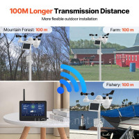 Vevor 316453 Метеостанція 7-в-1 Wi-Fi 186 мм (7 дюймів) TFT-дисплей Бездротовий зовнішній датчик IPX6 Vevor 316453 Метеостанція 7-в-1 Wi-Fi 186 мм (7 дюймів) TFT-дисплей Бездротовий зовнішній датчик IPX6