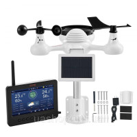 Vevor 316453 Метеостанція 7-в-1 Wi-Fi 186 мм (7 дюймів) TFT-дисплей Бездротовий зовнішній датчик IPX6 Vevor 316453 Метеостанція 7-в-1 Wi-Fi 186 мм (7 дюймів) TFT-дисплей Бездротовий зовнішній датчик IPX6
