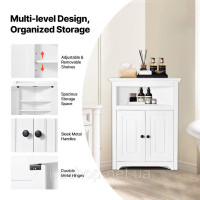 Vevor 314817 Кутова шафа Універсальна шафа 845мм 2 дерев'яні двері Регульовані полиці білий