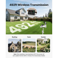 Vevor 316458 Метеостанція 5-в-1 з Wi-Fi, 7,5-дюймовий VA-дисплеєм, датчик зовнішньої температури на сонячній енергії,