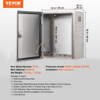Vevor 316463 E 40x30x25 см з нержавіючої сталі Електричний корпус IP66 БОКУ