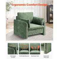 Vevor 314846 Крісло Green Accent, сучасне м'яке крісло для відпочинку з підлокітниками, тканинне крісло з товстою подушкою та