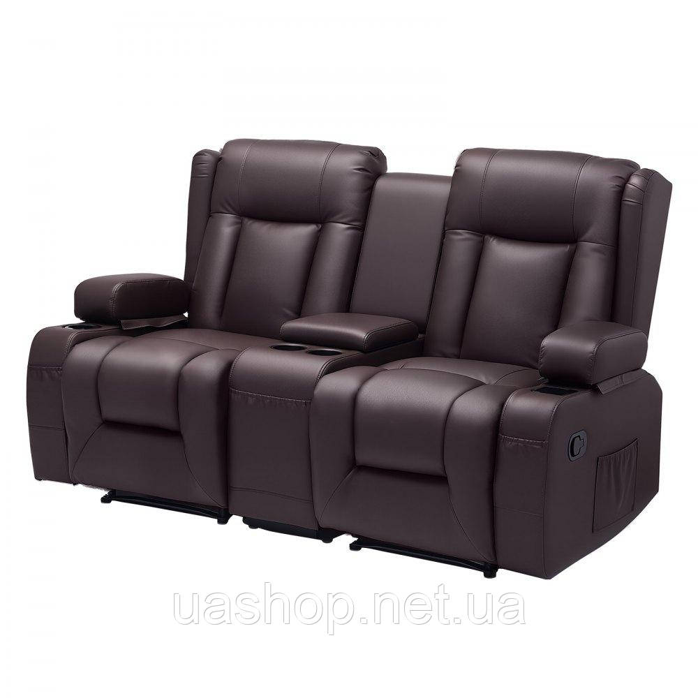 Vevor 314849 Регульований диван-реклайнер Loveseat з центральною консоллю, шкіряний диван-реклайнер зі штучної шкіри з