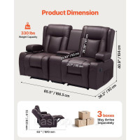 Vevor 314849 Регульований диван-реклайнер Loveseat з центральною консоллю, шкіряний диван-реклайнер зі штучної шкіри з Vevor 314849 Регульований диван-реклайнер Loveseat з центральною консоллю, шкіряний диван-реклайнер зі штучної шкіри з