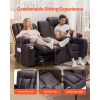 Vevor 314849 Регульований диван-реклайнер Loveseat з центральною консоллю, шкіряний диван-реклайнер зі штучної шкіри з Vevor 314849 Регульований диван-реклайнер Loveseat з центральною консоллю, шкіряний диван-реклайнер зі штучної шкіри з