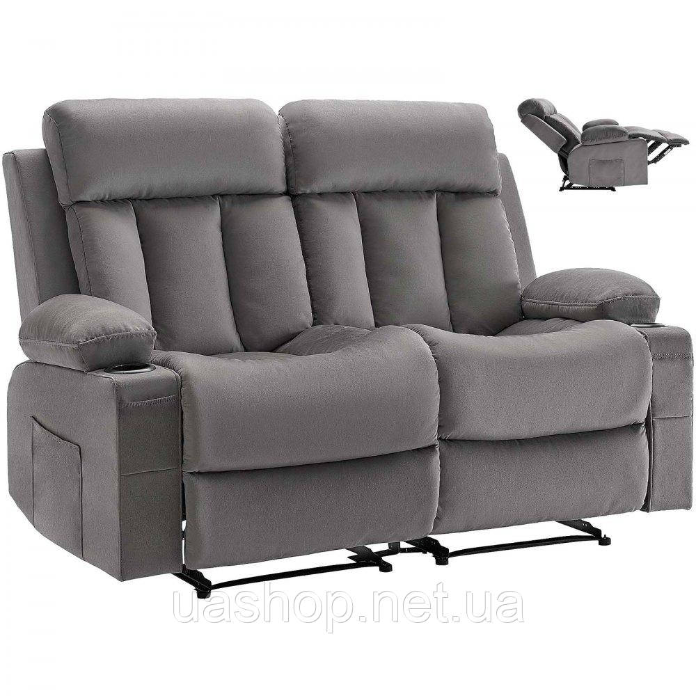 Vevor 314850 Крісло-реклайнер Loveseat, електричне крісло-реклайнер з функцією підігріву та масажу, оксамитове масажне крісло з