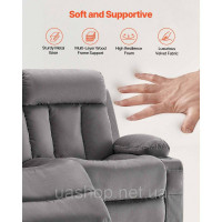 Vevor 314850 Крісло-реклайнер Loveseat, електричне крісло-реклайнер з функцією підігріву та масажу, оксамитове масажне крісло з