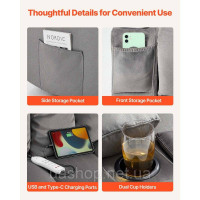 Vevor 314850 Крісло-реклайнер Loveseat, електричне крісло-реклайнер з функцією підігріву та масажу, оксамитове масажне крісло з