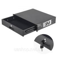 Vevor 316492 2U стійкова шухляда, 22,68 кг, серверна шафа з замком, висувна шухляда з отворами для замка та прокладання кабелів,