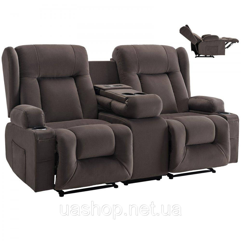 Vevor 314852 Розкладний диван Loveseat, електричний розкладний диван з функцією підігріву та масажу, масажне крісло з центральним