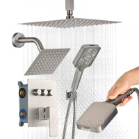 Vevor 315526 Душовий комплект з душовою системою Rain Shower 12 дюймів / настінною лійкою 6 дюймів / ручним душем 4-в-1,