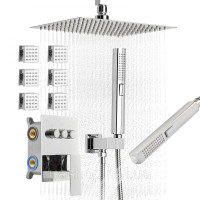 Vevor 315527 Душова система з душовою системою Rain Shower 10 дюймів / 6 душових лійок / ручний душ 2-в-1, поворотна система