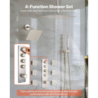 Vevor 315528 Душова система з душовою системою Rain Shower 16 дюймів / настінною лійкою 6 дюймів / ручним душем / душем для тіла 6