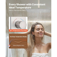 Vevor 315528 Душова система з душовою системою Rain Shower 16 дюймів / настінною лійкою 6 дюймів / ручним душем / душем для тіла 6