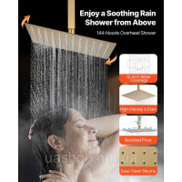 Vevor 315529 Душовий комплект з душовою системою Rain Shower 12 дюймів / настінною лійкою 6 дюймів / ручним душем 2-в-1, Vevor 315529 Душовий комплект з душовою системою Rain Shower 12 дюймів / настінною лійкою 6 дюймів / ручним душем 2-в-1,