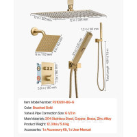 Vevor 315529 Душовий комплект з душовою системою Rain Shower 12 дюймів / настінною лійкою 6 дюймів / ручним душем 2-в-1, Vevor 315529 Душовий комплект з душовою системою Rain Shower 12 дюймів / настінною лійкою 6 дюймів / ручним душем 2-в-1,