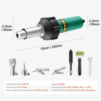 Vevor 316539 Пластиковий пристрій для зварювання Vivor 1600W пальник пістолета та 7 аксесуарів