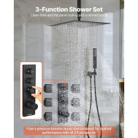Vevor 315534 Душова система з душовою системою Rain 16 дюймів / 6 душових головок / ручний душ 2-в-1, поворотна лійка дощу (3
