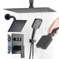 Vevor 315535 Душова система з душовою системою Rain Shower 12 дюймів / настінною лійкою 6 дюймів / ручним душем 4-в-1, поворотною