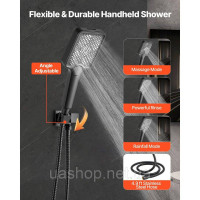 Vevor 315535 Душова система з душовою системою Rain Shower 12 дюймів / настінною лійкою 6 дюймів / ручним душем 4-в-1, поворотною