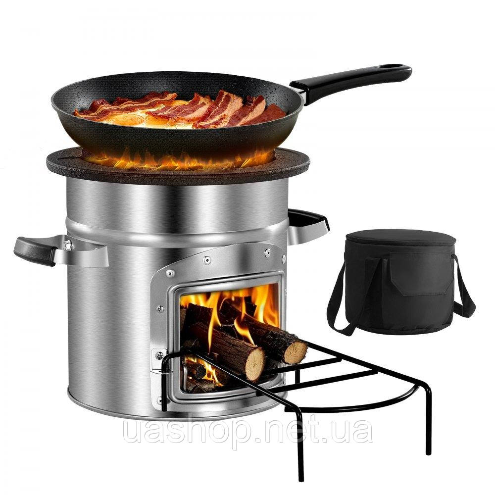 Vevor 317531 Дров'яна піч Rocket Stove BBQ Rocket з одними дверима, кемпінгова піч, кемпінговий гриль