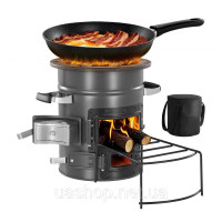 Vevor 317532 Дров'яна піч Rocket Stove BBQ Rocket з подвійними дверима, кемпінгова піч, кемпінговий гриль