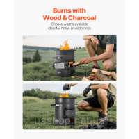 Vevor 317532 Дров'яна піч Rocket Stove BBQ Rocket з подвійними дверима, кемпінгова піч, кемпінговий гриль