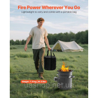 Vevor 317532 Дров'яна піч Rocket Stove BBQ Rocket з подвійними дверима, кемпінгова піч, кемпінговий гриль