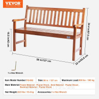 Vevor 317534 Садова лавка 127см дерево 363кг паркова тераса паркова лавка 3 місна Vevor 317534 Садова лавка 127см дерево 363кг паркова тераса паркова лавка 3 місна