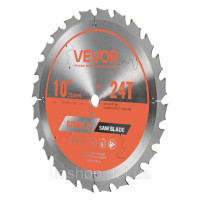 Vevor 318477 Дисковий пилковий диск (254 мм φ та 24 гострі зубці та товщина 2,5 мм) ідеально підходить для фанери OSB твердих