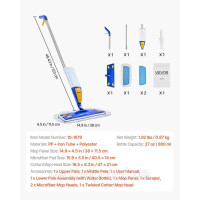 Vevor 315578 Швабра для підлоги Spray Mop з 3 багаторазовими мийними насадками, швабра-розпилювач із багаторазовим резервуаром для