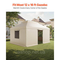 Vevor 317570 Зимовий чохол, підходить для альтанок 3,66x4,87 м з подвійним дахом, змінний чохол з боковими стінками та сітчастими Vevor 317570 Зимовий чохол, підходить для альтанок 3,66x4,87 м з подвійним дахом, змінний чохол з боковими стінками та сітчастими