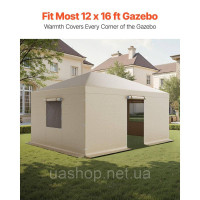 Vevor 317571 Зимовий чохол, підходить для альтанок 3,68x4,9 м, змінний чохол з боковими стінками та сітчастими вікнами, матеріал Vevor 317571 Зимовий чохол, підходить для альтанок 3,68x4,9 м, змінний чохол з боковими стінками та сітчастими вікнами, матеріал