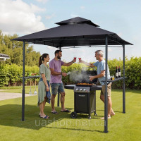 Vevor 317578 Альтанка BBQ, 2430x1500x500 мм, Навіс для гриля на відкритому повітрі, 2-ярусний навіс для альтанки BBQ, Садова Vevor 317578 Альтанка BBQ, 2430x1500x500 мм, Навіс для гриля на відкритому повітрі, 2-ярусний навіс для альтанки BBQ, Садова