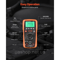 Vevor 316572 Цифровий мультиметр, вольтметр постійного/змінного струму з 4000 познаками, що показує TRMS, з автоматичним вибором