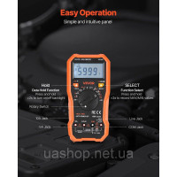 Vevor 316573 Цифровий мультиметр, вольтметр постійного/змінного струму з 6000 позначеннями, тестер струму, напруги, опору,